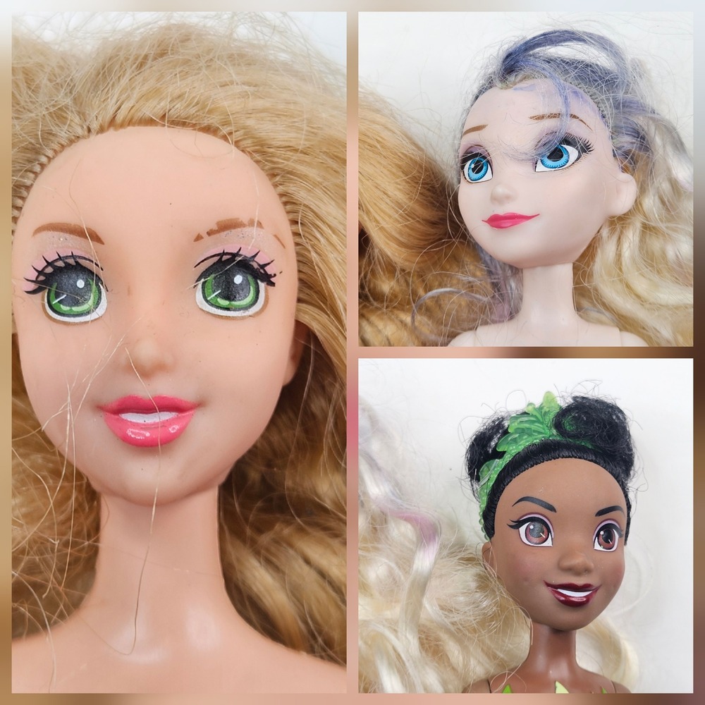 Mattel Hasbro Fashion Doll Lot Kids 11.5in Multicolor Elsa Tiana 3pc Set